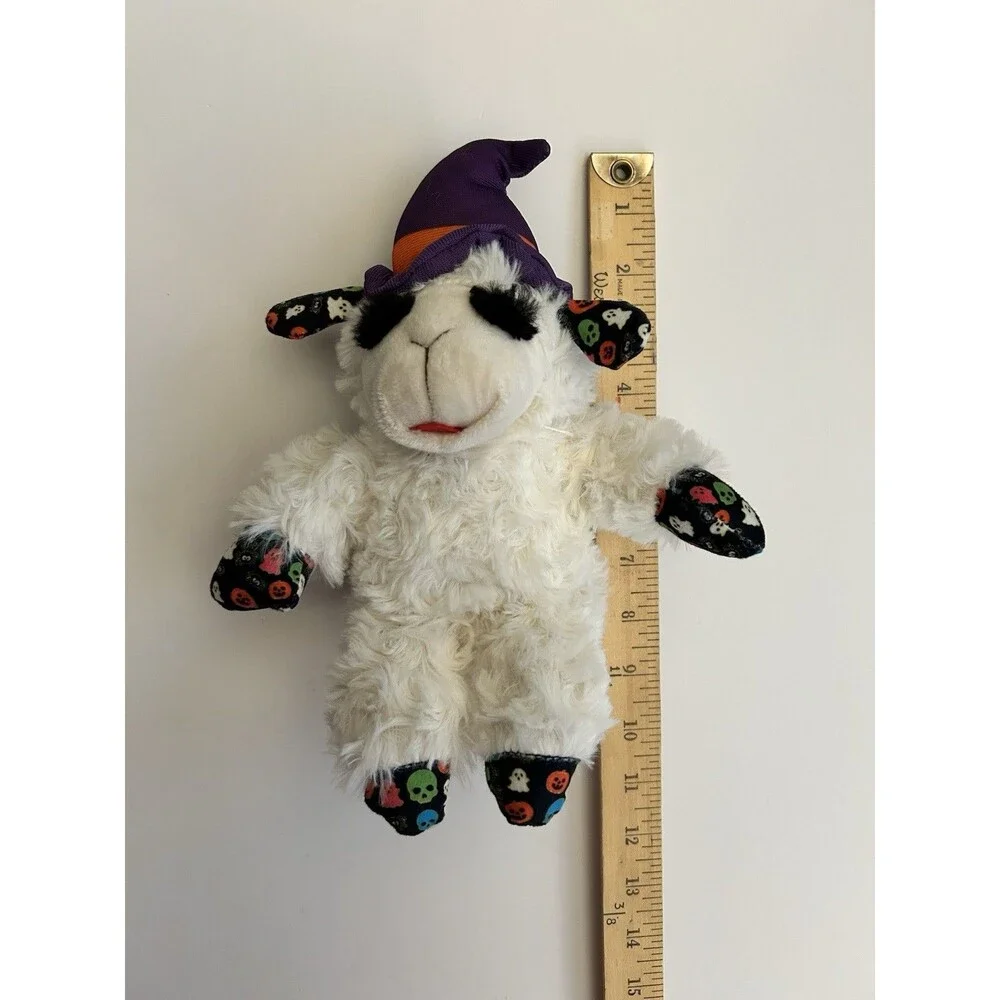 Multipet Lamb Chop Halloween Witch Purple Hat Squeaker Squeaky Plush Dog Toy 10